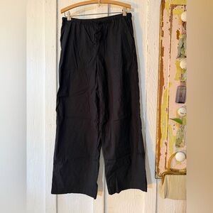 Athleta Linen/Rayon Wide Leg Drawstring Pants Black:Size Small